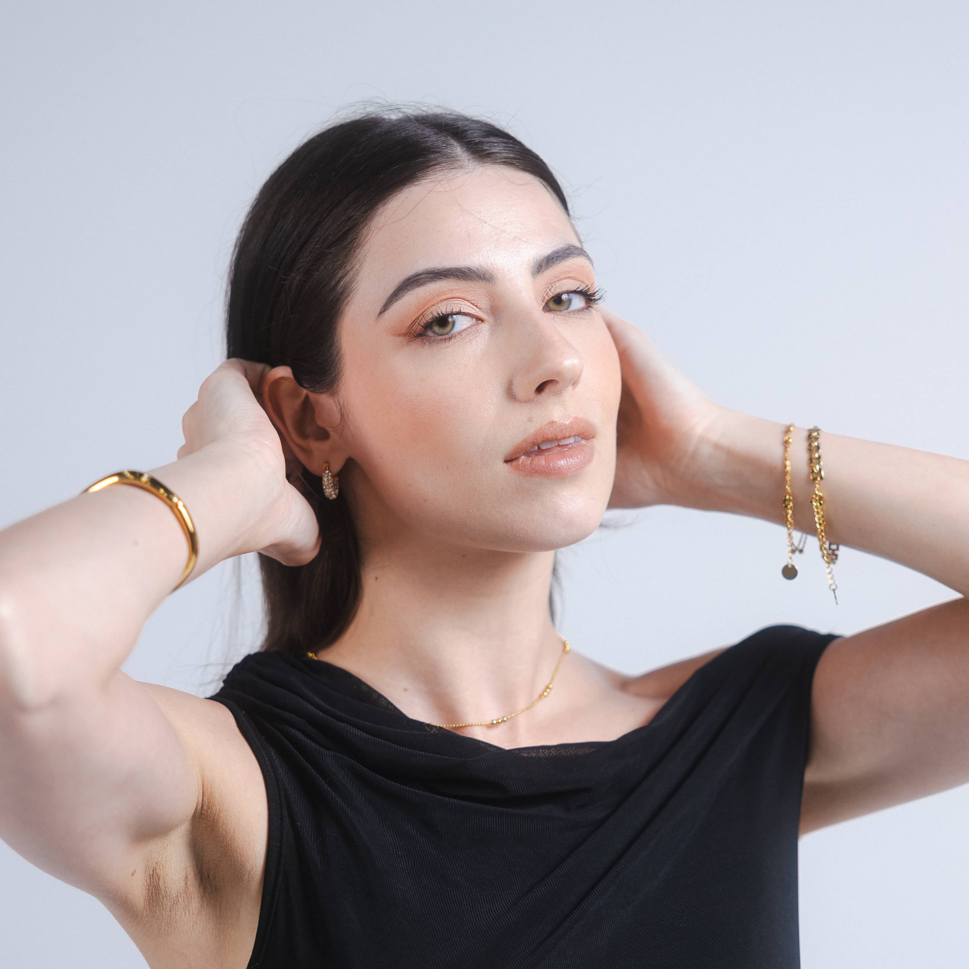 Dainty stackable elegant gold beaded necklace - Olive Hastings