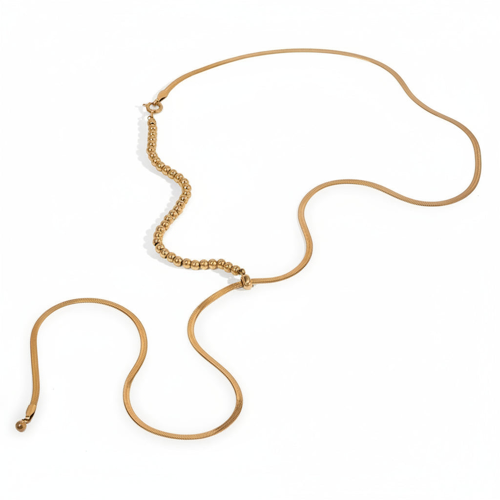 gold-plated beaded snake necklace