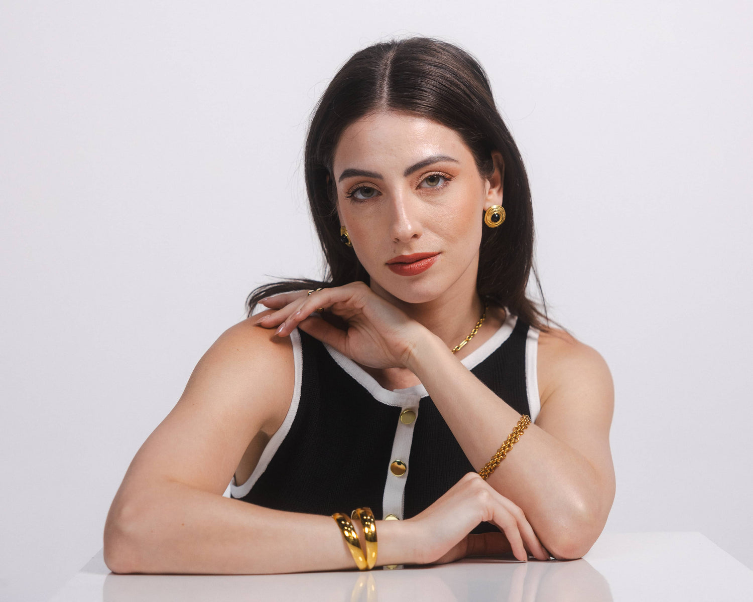 Woman wearing gold jewellery