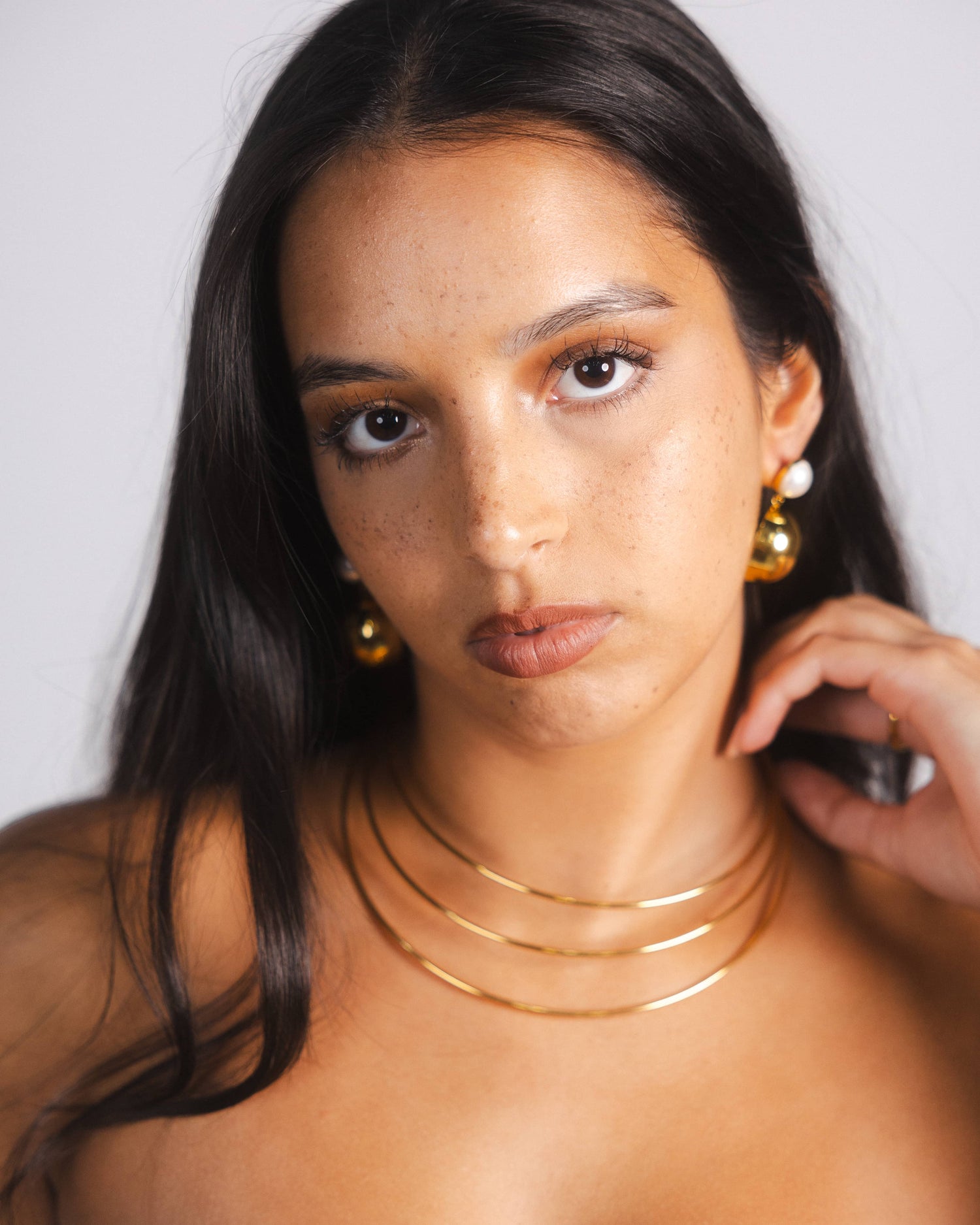 Statement Gold Earrings and Necklace