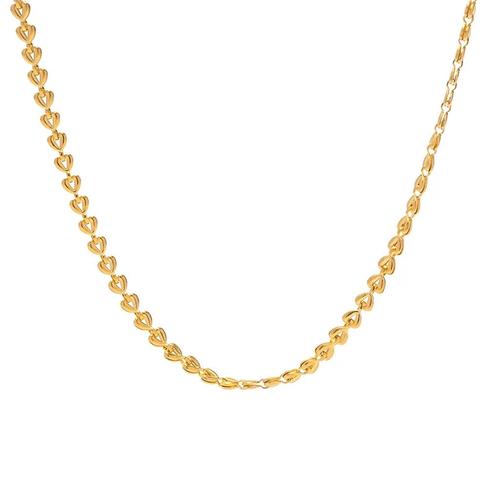 Gold plated dainty heart chain necklace