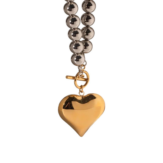 INEZ CHUNKY HEART NECKLACE