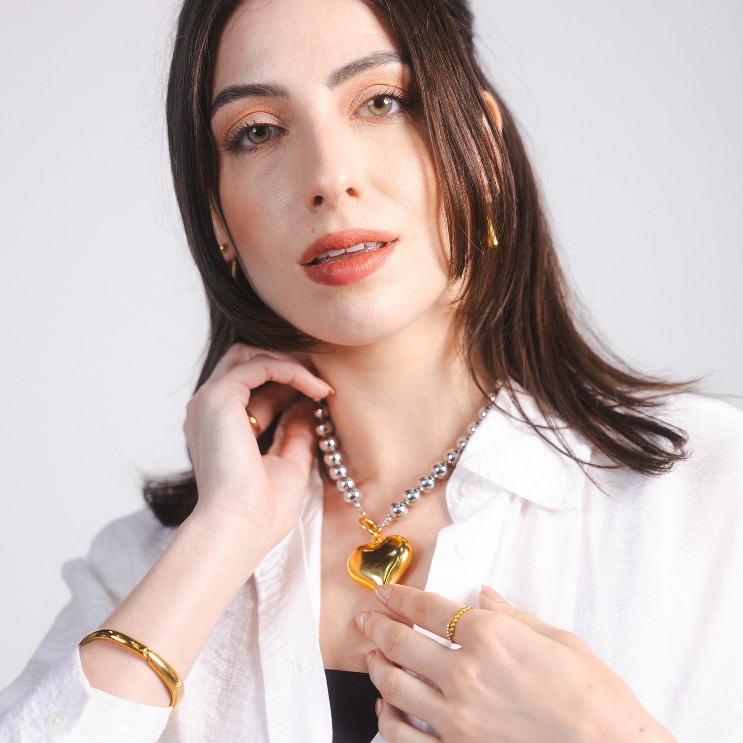 INEZ CHUNKY HEART NECKLACE