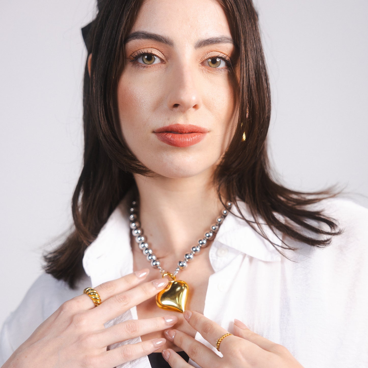 INEZ CHUNKY HEART NECKLACE