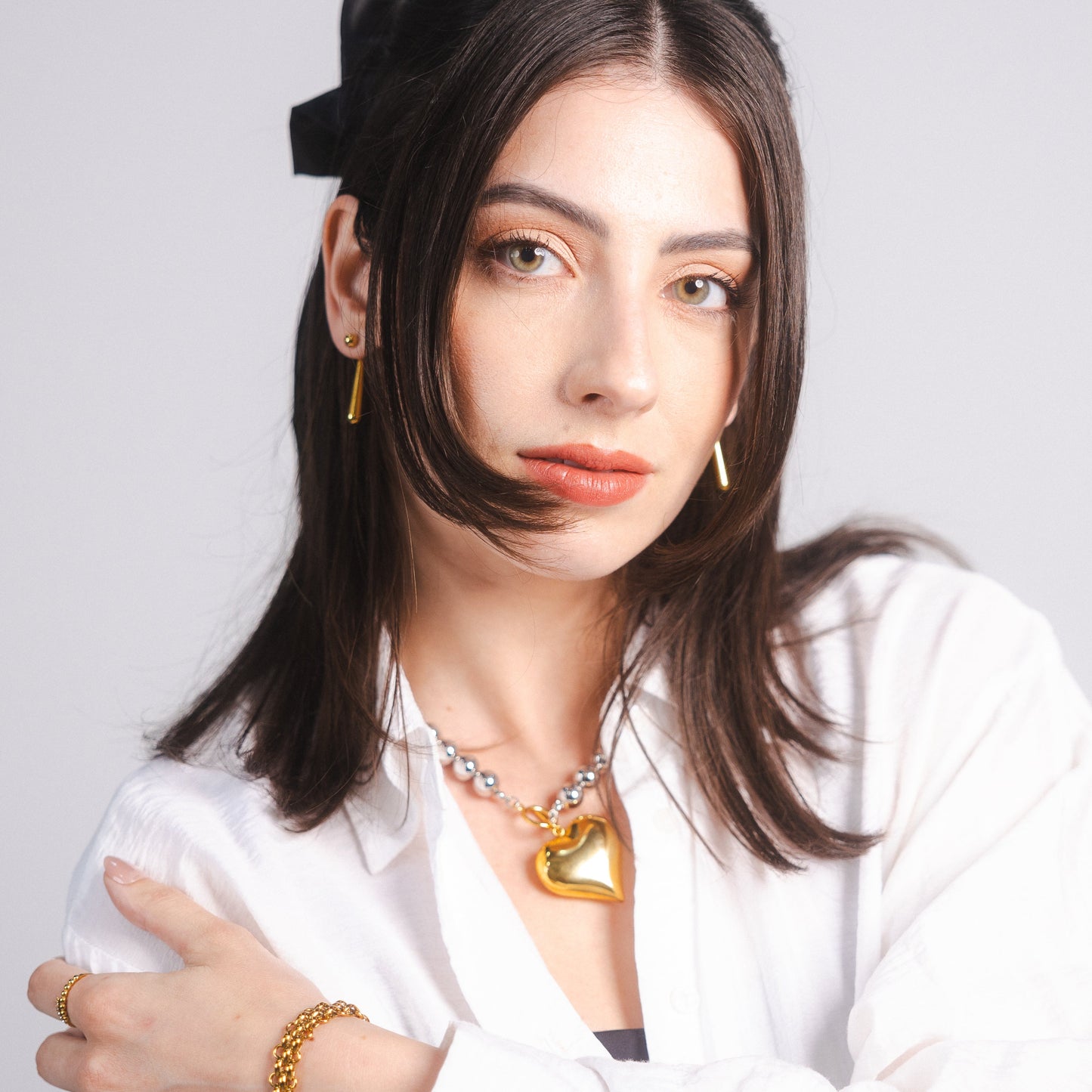 INEZ CHUNKY HEART NECKLACE
